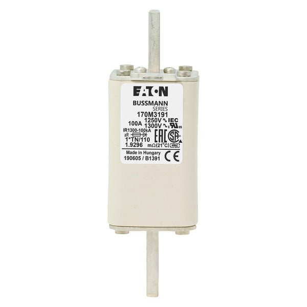 Bussmann 170M3191 100A 1250V AC (IEC) / 1300V AC (UL) 170M high-speed square-body fuse