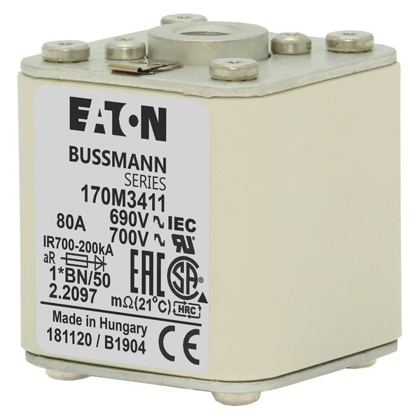 Eaton Bussmann 170M3411 80A 690V AC aR High-Speed Fuse