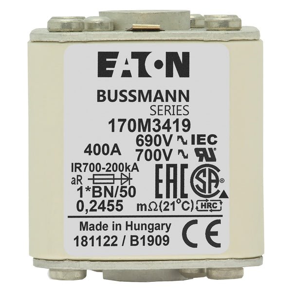 Eaton Bussmann 170M3419 400A 690V AC aR High-Speed Fuse