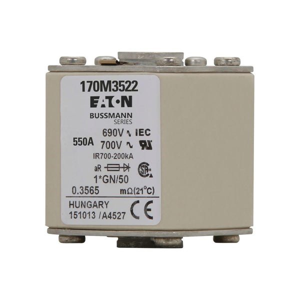 Eaton Bussmann 170M3522 550A 690V AC aR High-Speed Fuse