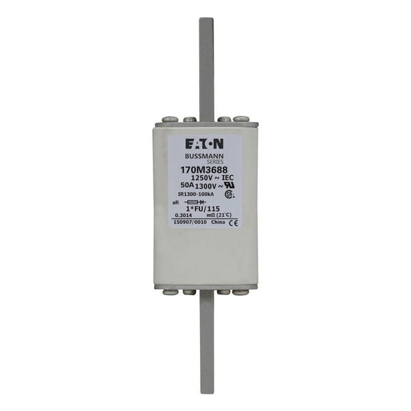 Eaton Bussmann 170M3688 50A 1250V AC aR High-Speed Fuse