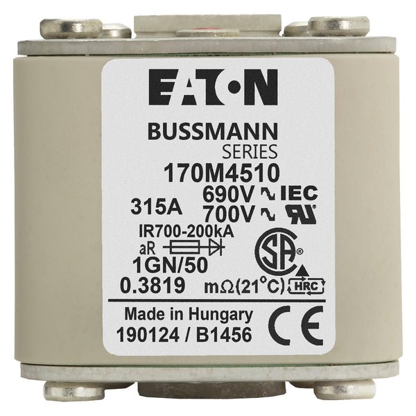 Eaton Bussmann 170M4510 315A 690V AC aR High-Speed Fuse