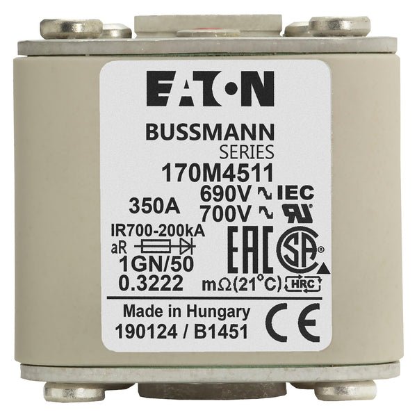 Eaton Bussmann 170M4511 350A 690V AC aR High-Speed Fuse