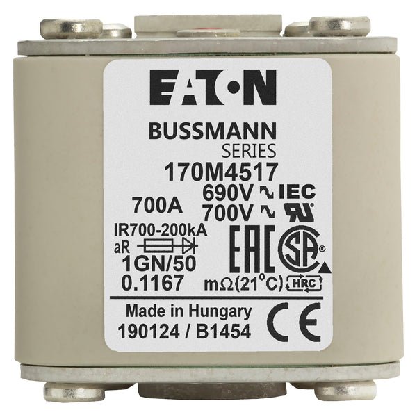 Eaton Bussmann 170M4517 700A 690V AC aR High-Speed Fuse