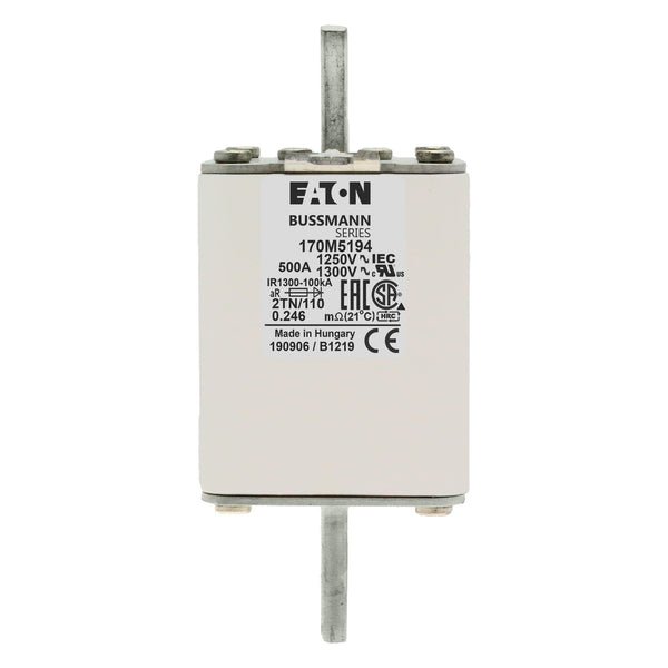 Bussmann 170M5194 500A 1250V AC (IEC) / 1300V AC (UL) 170M high-speed square-body fuse