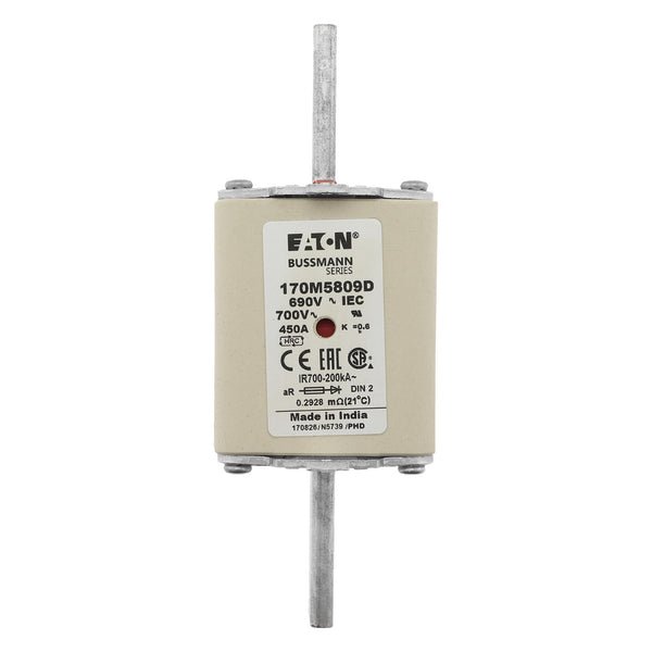 Eaton Bussmann 170M5809D 450A 690V AC aR High-Speed Fuse