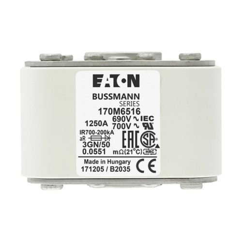 Eaton Bussmann 170M6516 1250A 690V AC aR High-Speed Fuse