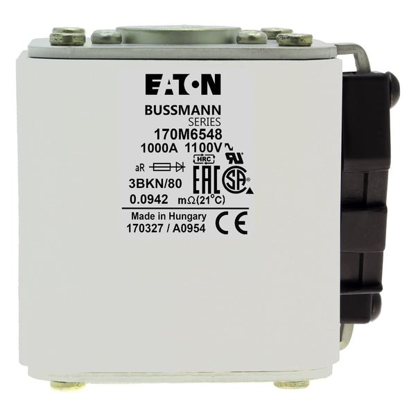 Eaton Bussmann 170M6548 1000A 1250V AC aR High-Speed Fuse