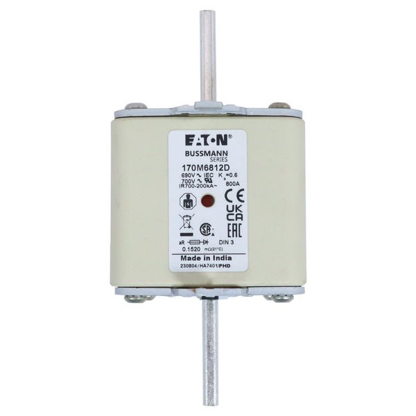 Eaton Bussmann 170M6812D 800A 690V AC aR High-Speed Fuse