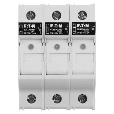 Eaton Bussmann CHCC3DIU 30A 600V AC Class CC Finger-Safe DIN-Rail Fuse Holder