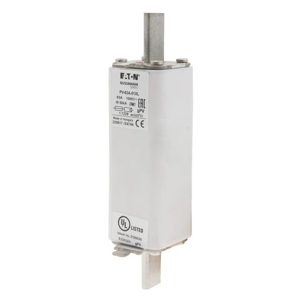 Eaton Bussmann PV-63A-01XL 63A 1000V DC Class gPV XL Photovoltaic Fuse