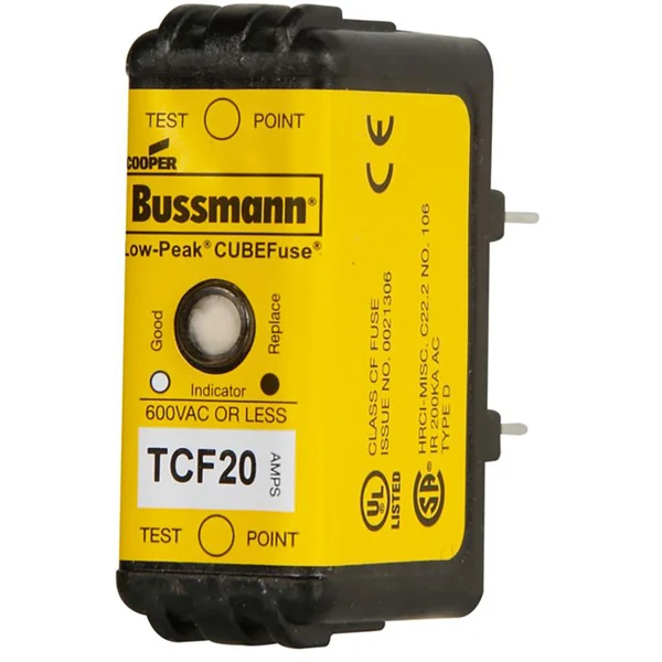 Eaton Bussmann TCF20 20A 600VAC/300VDC Class CF Indicating CUBEFuse