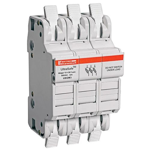 Mersen USGM3 30A 750VAC / 1000VDC 30A 3-pole midget fuse holder