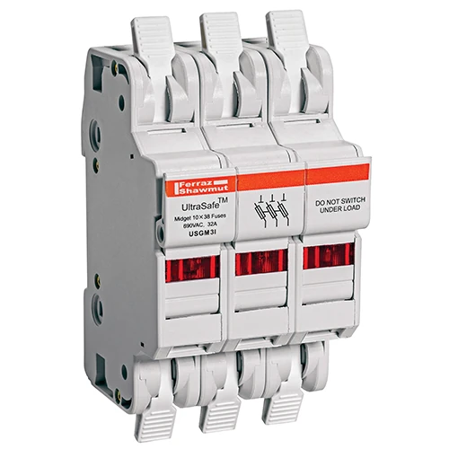 Mersen USGM3I 30A 600VAC / 600VDC 30A 3-pole midget fuse holder