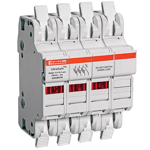 Mersen USGM3IN 30A 600VAC / 600VDC 30A 3-pole+n midget fuse holder