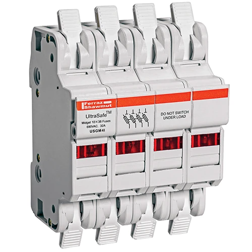 Mersen USGM4I 30A 600VAC / 600VDC 30A 4-pole midget fuse holder