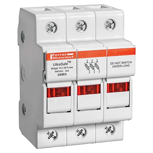 Mersen USM3I 30A 600VAC / 600VDC 30A 3-pole midget fuse holder