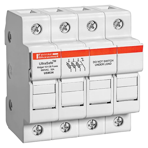 Mersen USM3N 30A 800VAC / 1000VDC 30A 3-pole+n midget fuse holder