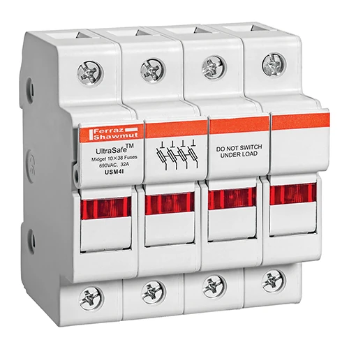 Mersen USM4I 30A 600VAC / 600VDC 30A 4-pole midget fuse holder