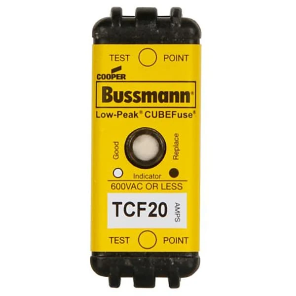 Real photograph of Bussmann TCF20 Class CF indicating fuse