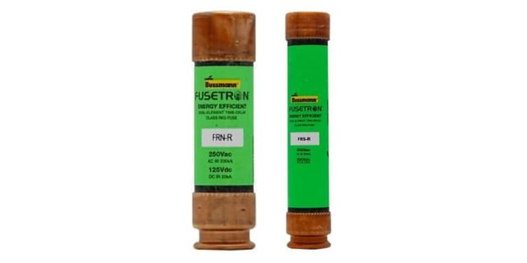 Eaton Bussmann Fusetron Class RK5 fuses: FRN-R-60 rated 250 Vac and FRS-R-60 rated 600 Vac, both dual-element time-delay